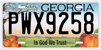 GA license plate PWX9258