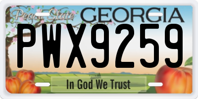 GA license plate PWX9259