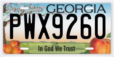 GA license plate PWX9260