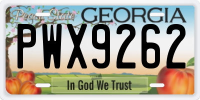 GA license plate PWX9262