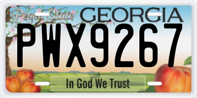 GA license plate PWX9267