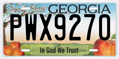 GA license plate PWX9270