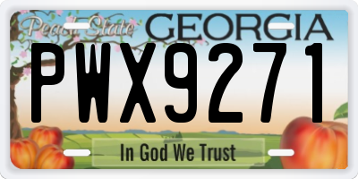 GA license plate PWX9271