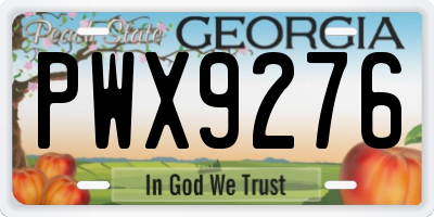 GA license plate PWX9276
