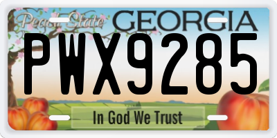 GA license plate PWX9285