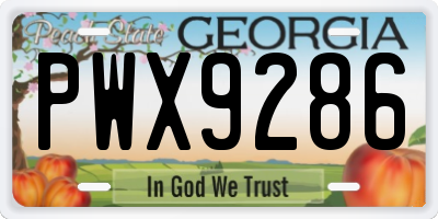 GA license plate PWX9286