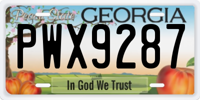 GA license plate PWX9287