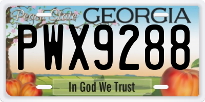 GA license plate PWX9288