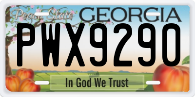 GA license plate PWX9290