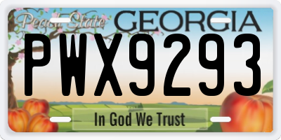 GA license plate PWX9293
