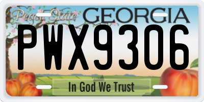 GA license plate PWX9306