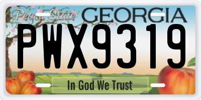 GA license plate PWX9319