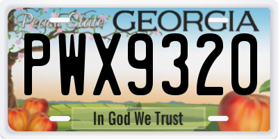GA license plate PWX9320
