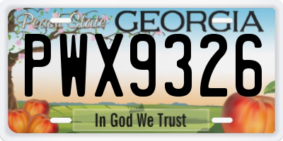 GA license plate PWX9326