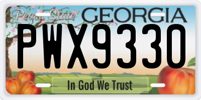 GA license plate PWX9330