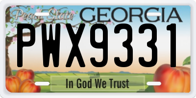 GA license plate PWX9331