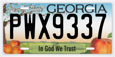 GA license plate PWX9337