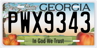 GA license plate PWX9343
