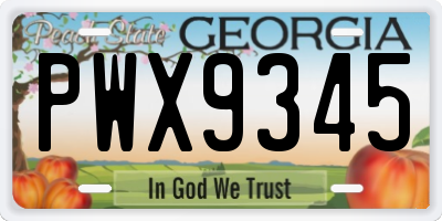 GA license plate PWX9345