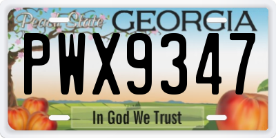 GA license plate PWX9347