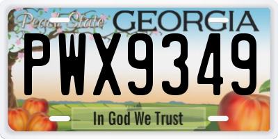 GA license plate PWX9349