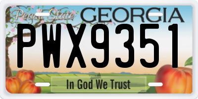 GA license plate PWX9351