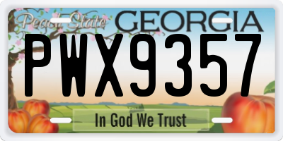 GA license plate PWX9357