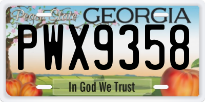 GA license plate PWX9358