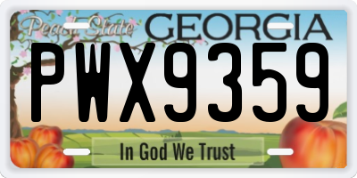 GA license plate PWX9359