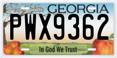 GA license plate PWX9362