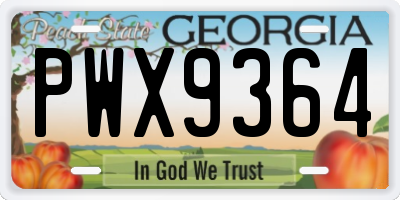 GA license plate PWX9364