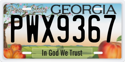 GA license plate PWX9367