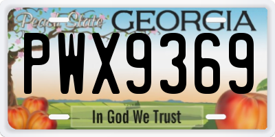 GA license plate PWX9369