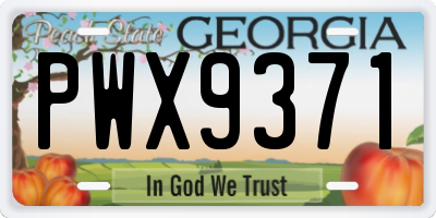GA license plate PWX9371