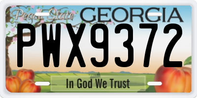 GA license plate PWX9372