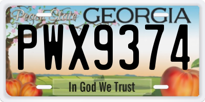 GA license plate PWX9374