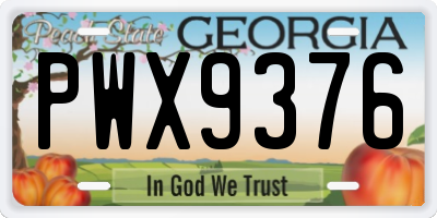 GA license plate PWX9376