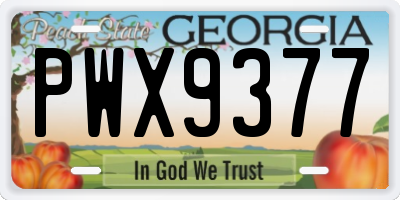 GA license plate PWX9377