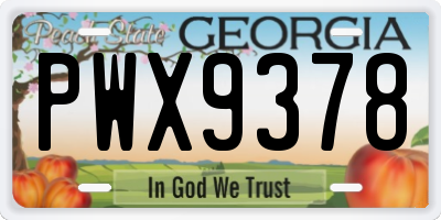 GA license plate PWX9378