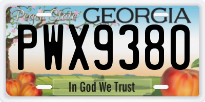 GA license plate PWX9380