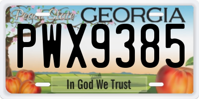 GA license plate PWX9385