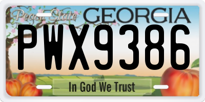 GA license plate PWX9386