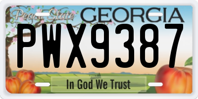 GA license plate PWX9387