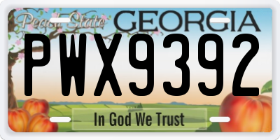 GA license plate PWX9392