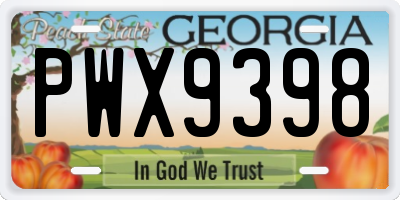 GA license plate PWX9398