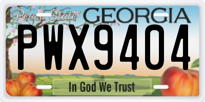 GA license plate PWX9404