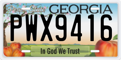 GA license plate PWX9416
