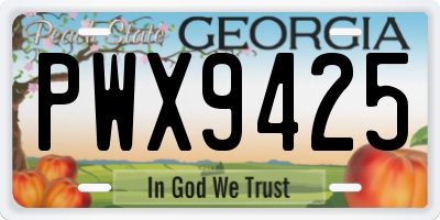 GA license plate PWX9425