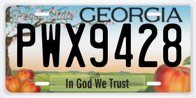GA license plate PWX9428