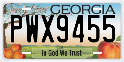 GA license plate PWX9455